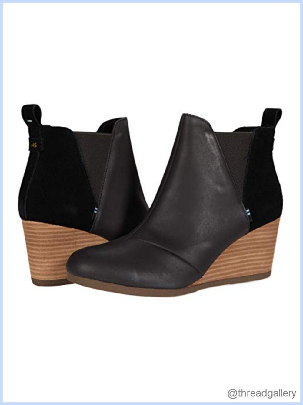 TOMS Kelsey Ankle Boot Leather Wedge Heel Bootie